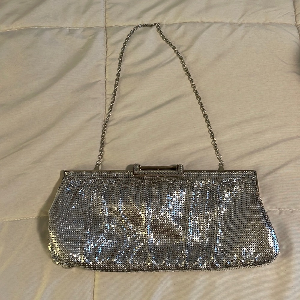 Brand new Big Buddha silver metal mesh clutch purse